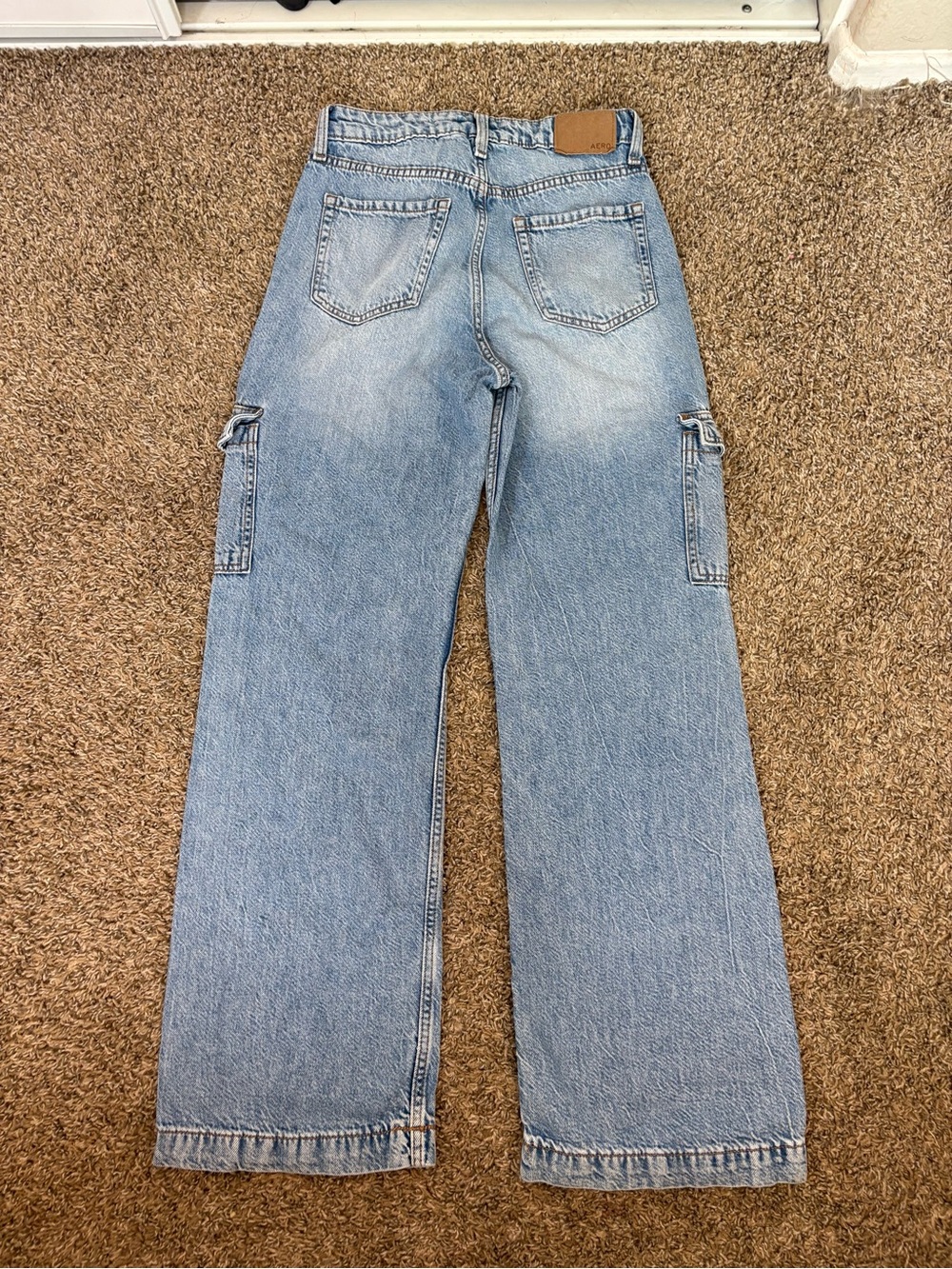 Aeropostale Jeans Womens Size 2 Wide Leg Cargo High Rise Blue - Picture 8 of 10